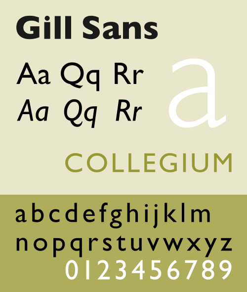 Gill Sans. By GearedBull at en.wikipedia [CC-BY-2.5, GFDL or CC-BY-SA-3.0], from Wikimedia Commons