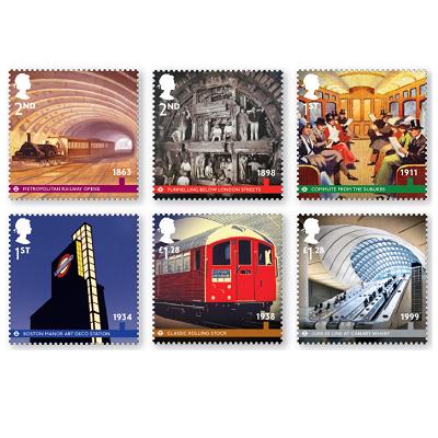 Royal Mail's London Underground stamp set, issued 9 January 2013 (c Royal Mail, from that company's website)