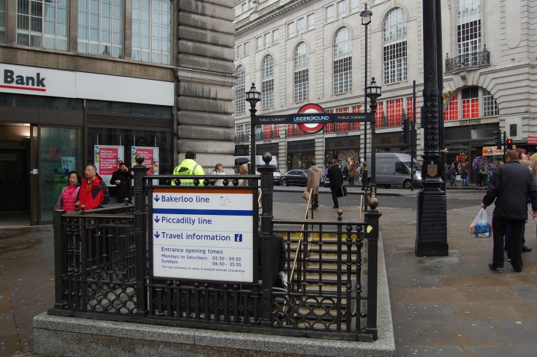 Piccadilly Circus London Underground entrance. By Daniel Wright