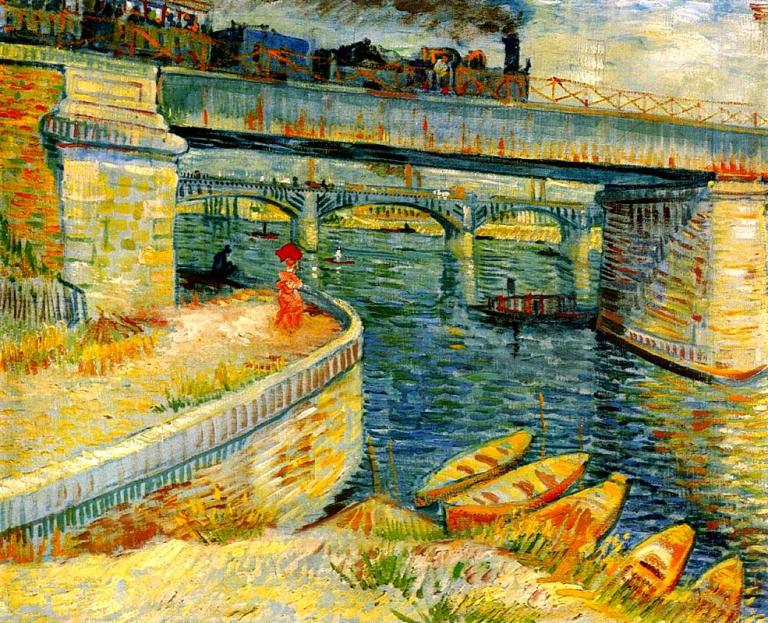 Bridges Across the Seine at Asnieres. Vincent can Gogh, 188x. Via WikiArt