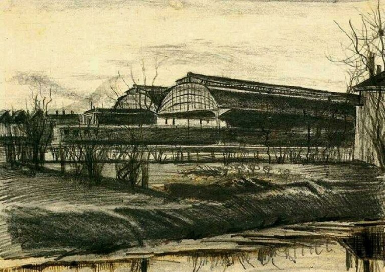 Station in The Hague. Vincent van Gogh, 1882. Public Domain. Via WikiArt