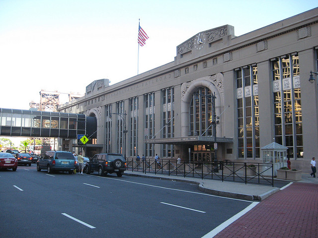 Newark Penn Station. You will already be asking what that utterly hideous glass walkway thing is doing there. Bear with me, I'll get to it in about three paragraphs' time. Photo by Joseph [CC BY 2.0] via this flickr page