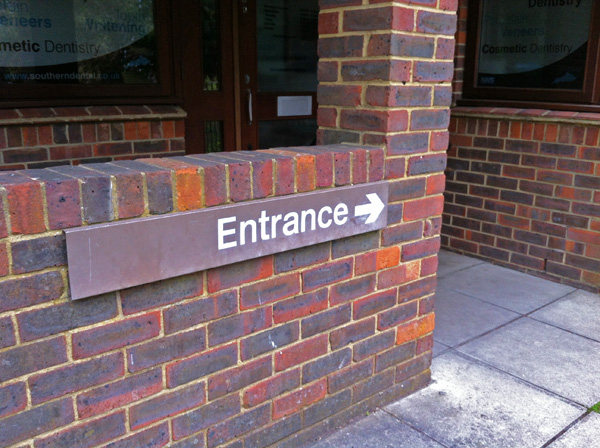 Rail Alphabet signage still in place at a dentists' surgery, May 2015. Photo by Daniel Wright [CC BY-NC-ND 2.0]