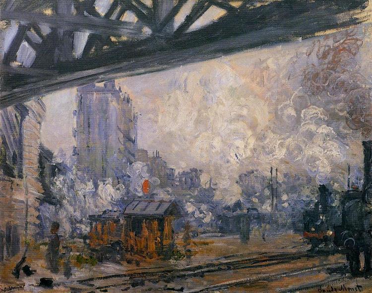 Saint-Lazare Station, Exterior View, Claude Monet (1877). In the public domain, via this WikiArt page