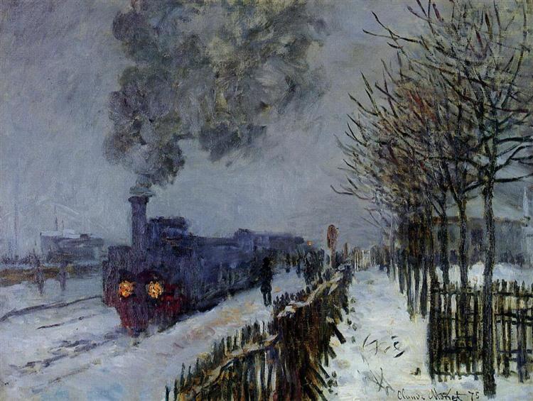 Train in the Snow or The Locomotive, Claude Monet (1875). In the public domain, via this WikiArt page