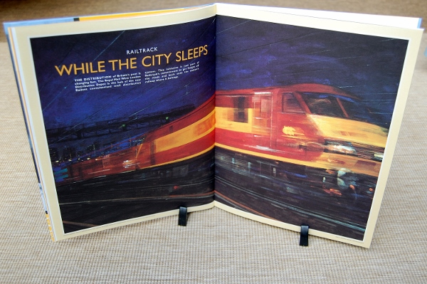 "While the City Sleeps" by artist Fletcher Sibthorp illustrated use of Railtrack's infrastructure by Royal Mail for the transport of letters and parcels (don't even get me started on the subsequent rapid decline of the mail trains)
