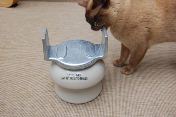 My cat tries to eat a Type 140 third rail insulator. Stoopid cat. Photo by Daniel Wright [CC BY-NC-ND 2.0]