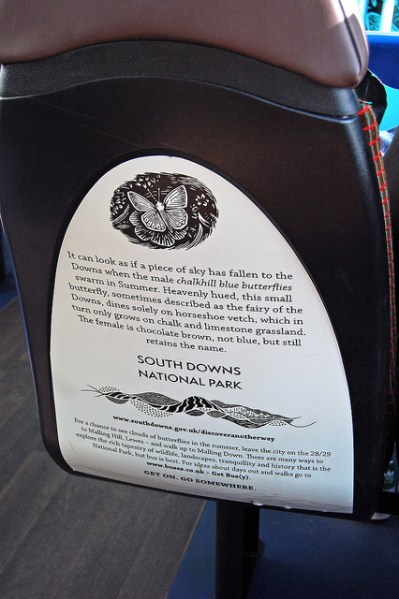 Seatback on board bus 490. Photo by Daniel Wright [CC BY-NC-ND] via this flickr set