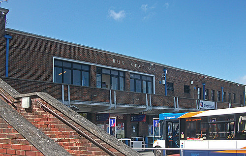 Chichester bus station. The windows! The seriffed lettering! I love it all. Photo by Daniel Wright [CC BY-NC-ND 2.0] via this flickr page