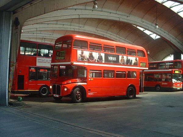If I have to feature Routemasters I might as well get the glorious curves of Stockwell Bus Garage in as well. Photo by Matthew Black from London, UK (DSCF0041) [CC BY-SA 2.0], via Wikimedia Commons
