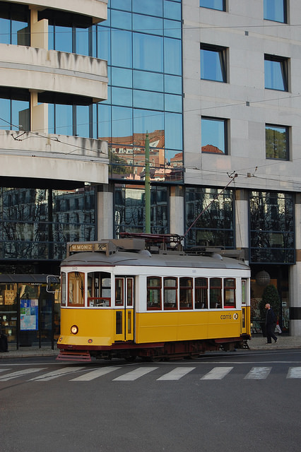 Lisbon tram at Martim Moniz. Photo by Daniel Wright [CC BY-NC-ND 2.0] via this flickr album.