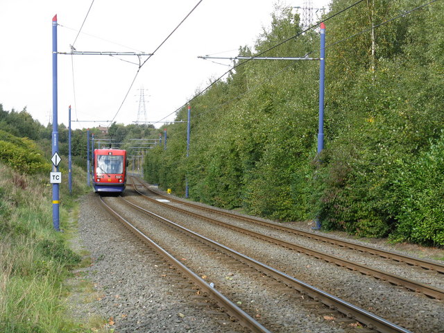 A Midland Metro tram near Black Lake. I think The line isn't exactly running through the kind of densely populated urban area that makes for a good light rail catchment area. Whatlep [CC BY-SA 2.0], via Wikimedia Commons