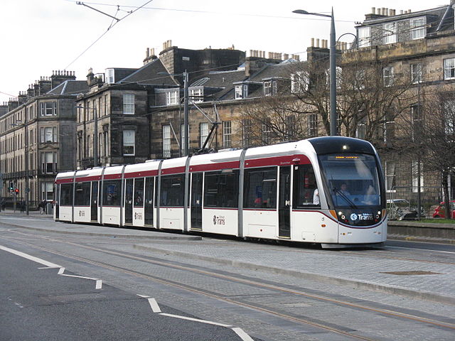 Edinburgh's (very long) trams finally arrived in 2012. Photo by M J Richardson [CC BY-SA 2.0 (http://creativecommons.org/licenses/by-sa/2.0)], via Wikimedia Commons
